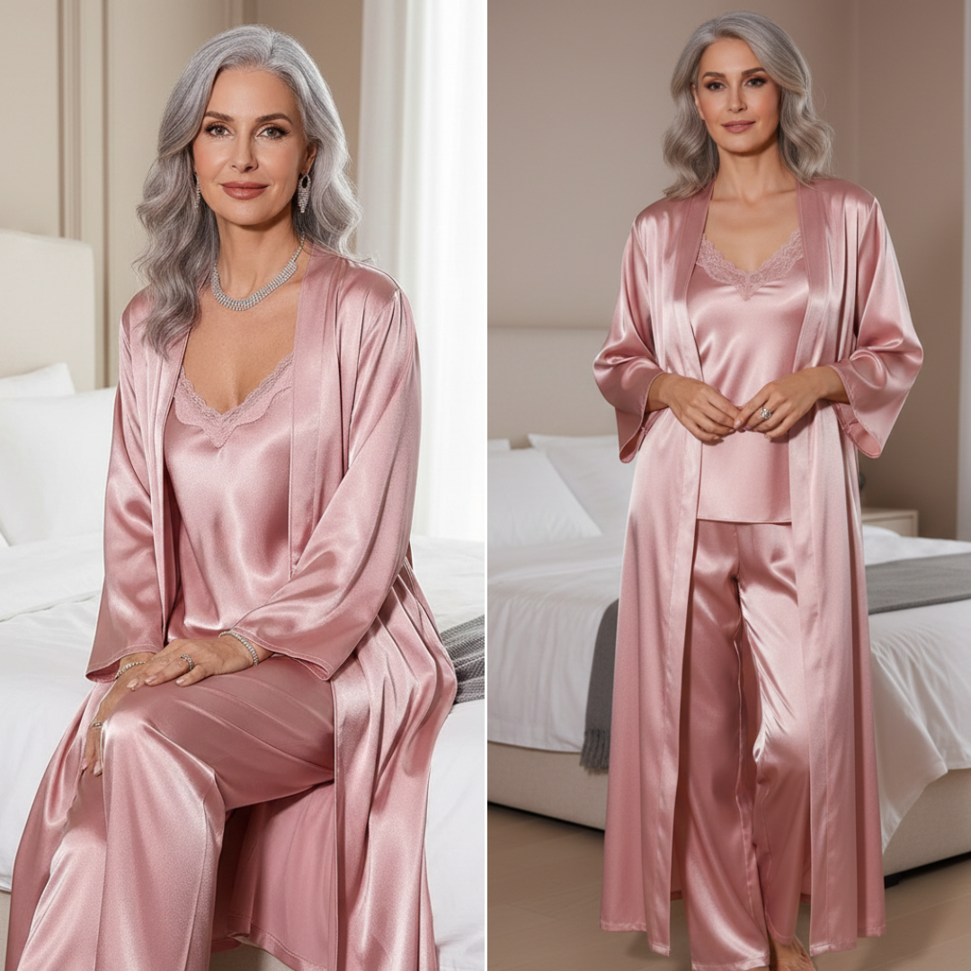 Isabella | 3-Piece Satin Robe Nightwear Set