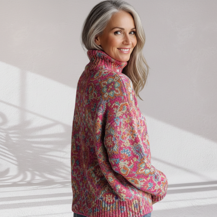 Annabelle | Floral Knit Turtleneck