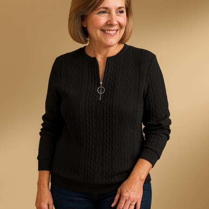 Emma | Women zip-up cable knit sweater