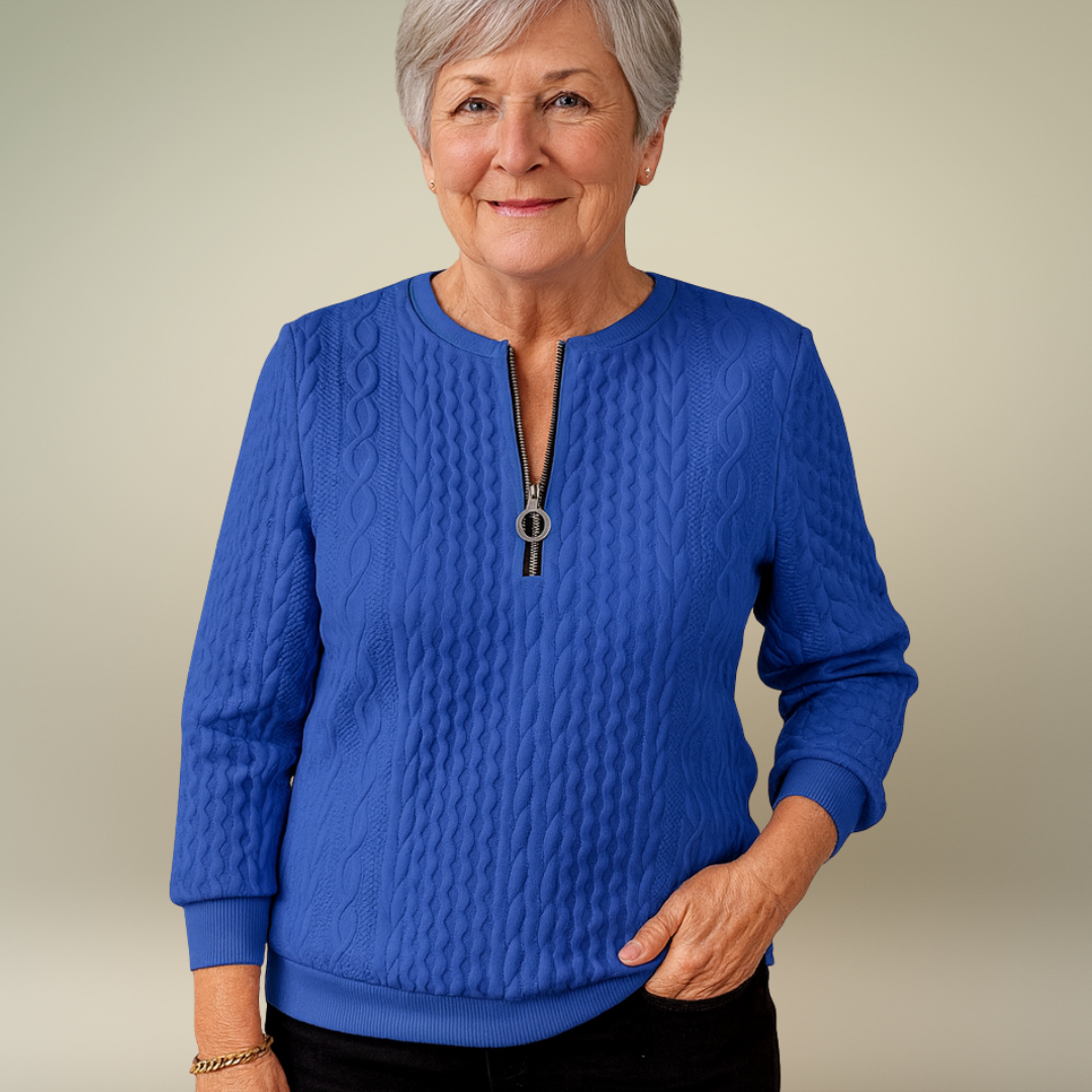 Emma | Women zip-up cable knit sweater