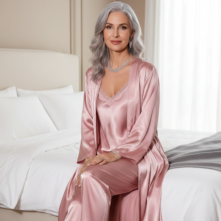 Isabella | 3-Piece Satin Robe Nightwear Set
