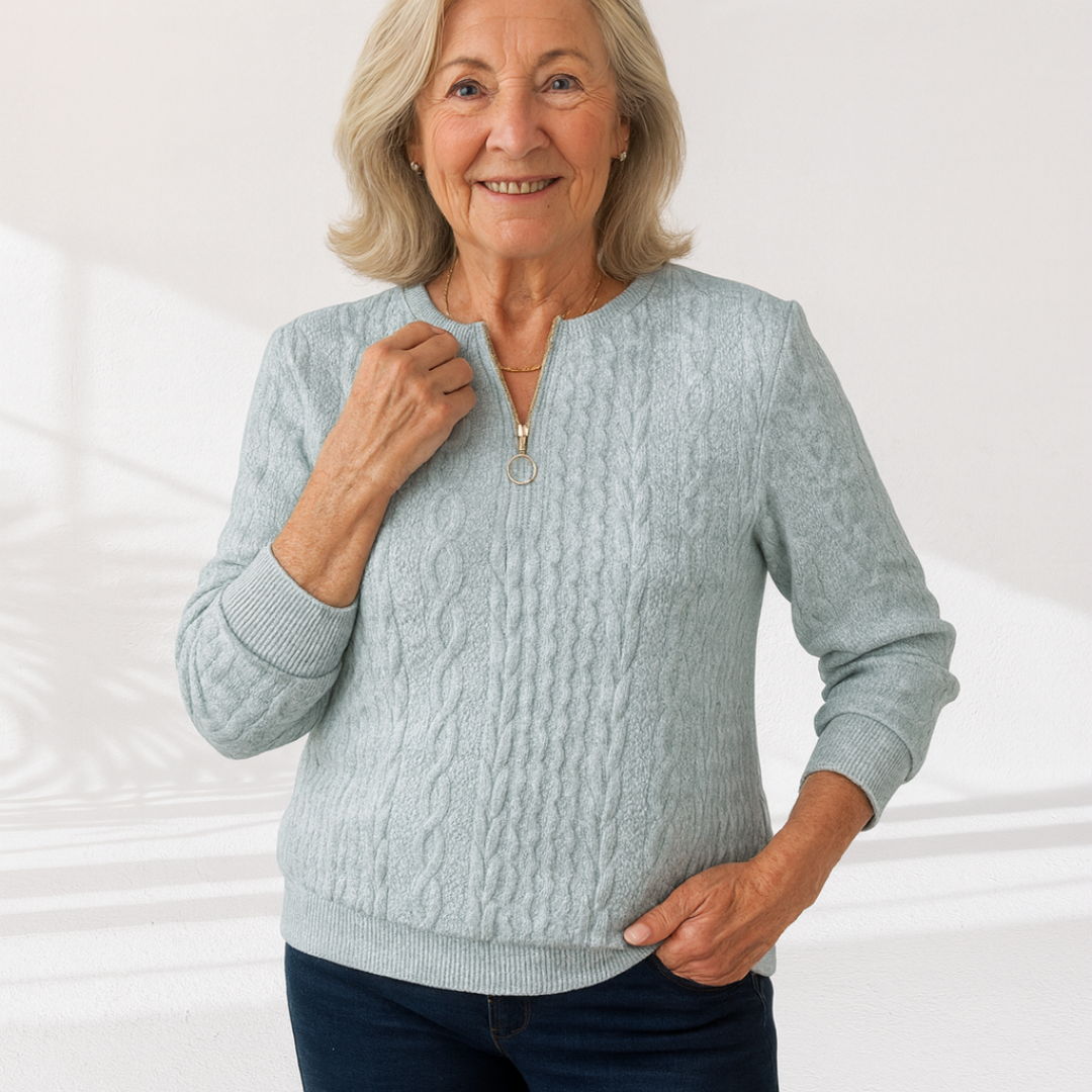 Emma | Women zip-up cable knit sweater