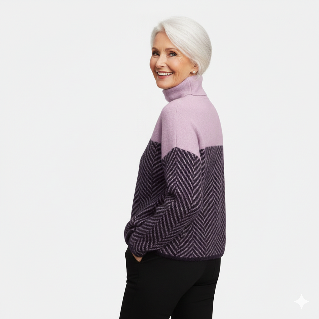 Eva - Herringbone Knit Sweater